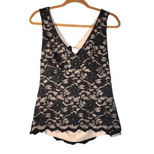 White House Black Market y2k Black Lace Tank Blouse L